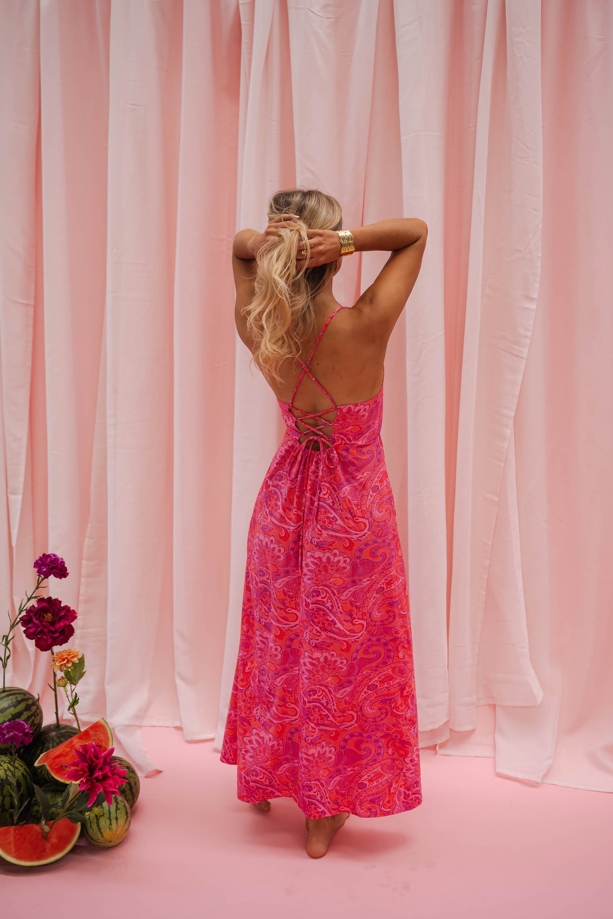 Robe Anya - rouge et mauve