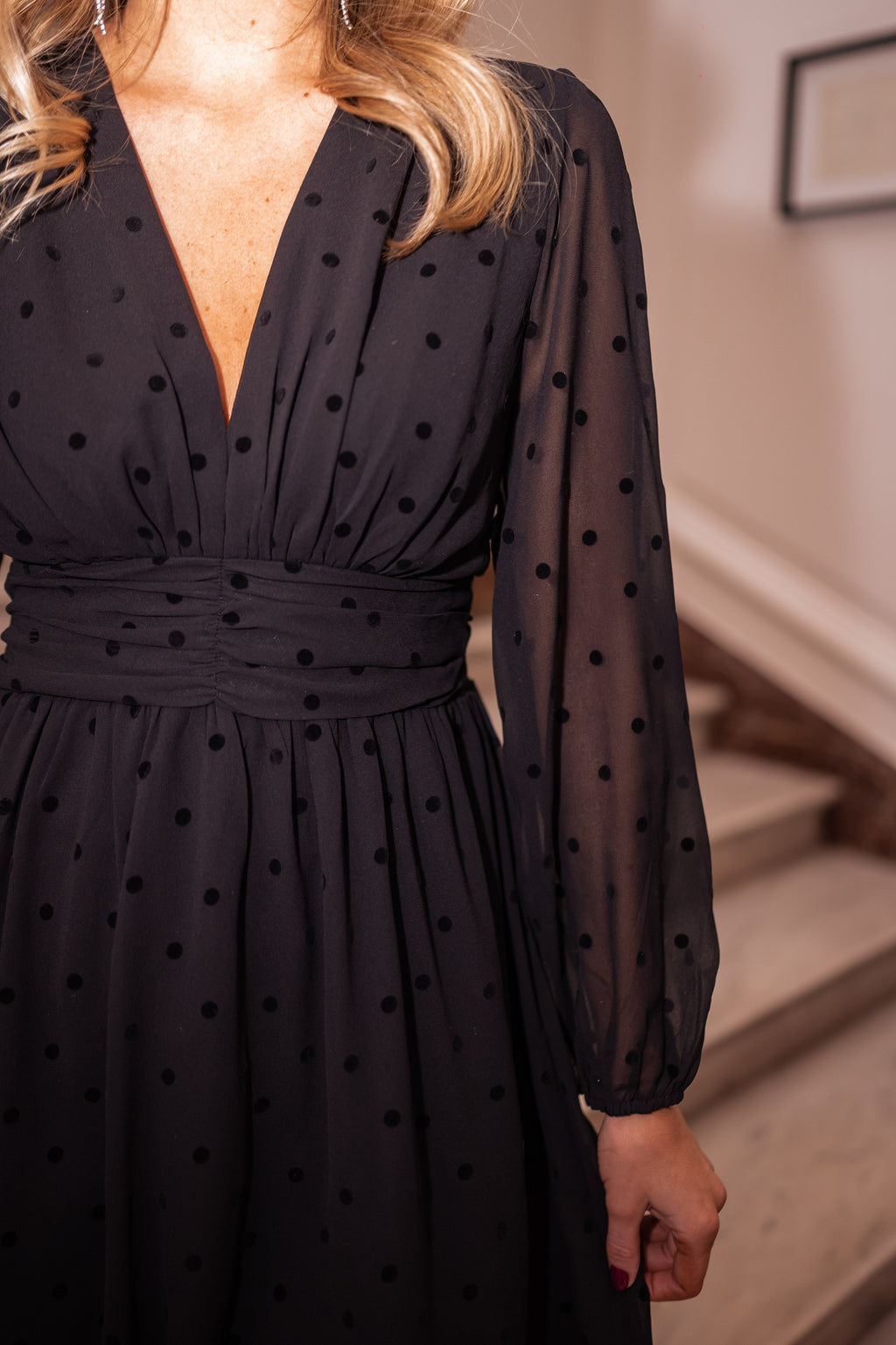 Robe Denise - noire à pois