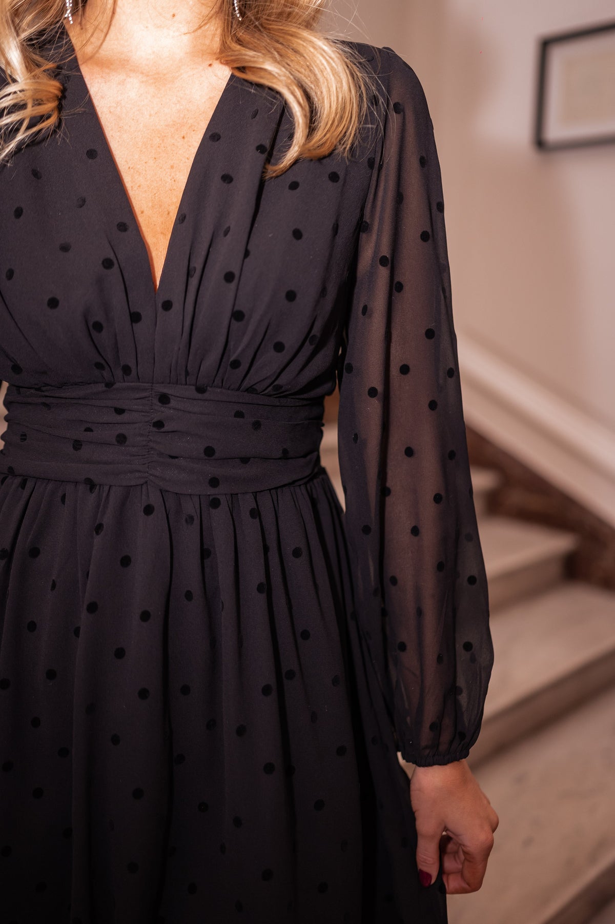 Robe Denise - noire à pois