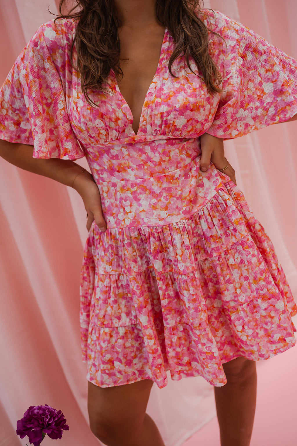 Robe Doly - rose à fleurs