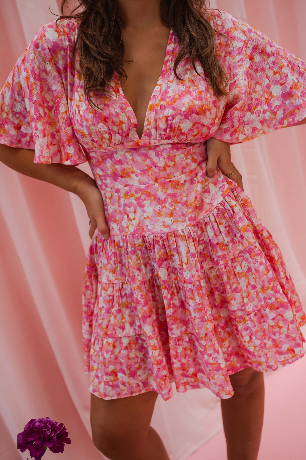 Robe Doly - rose à fleurs