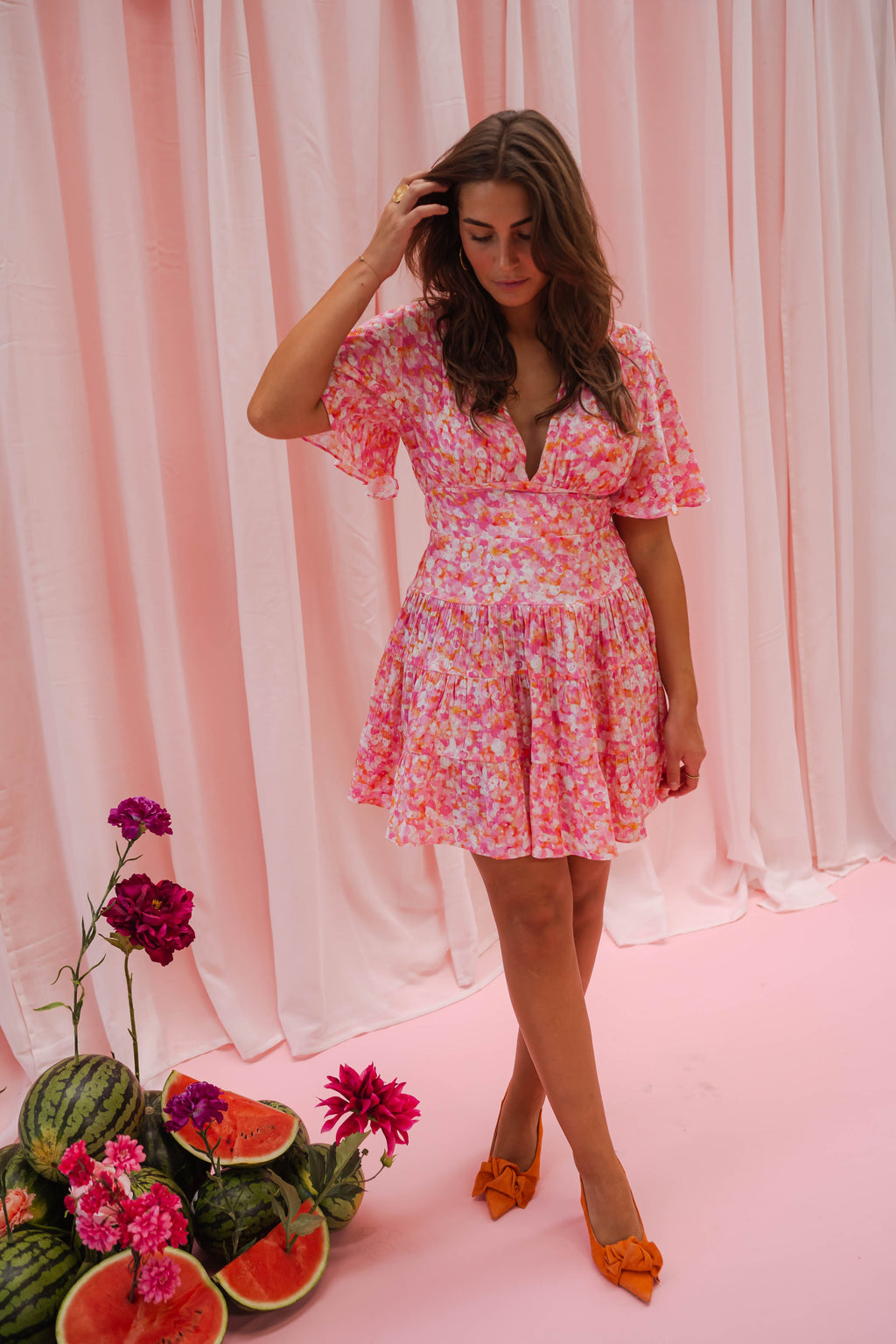 Robe Doly - rose à fleurs
