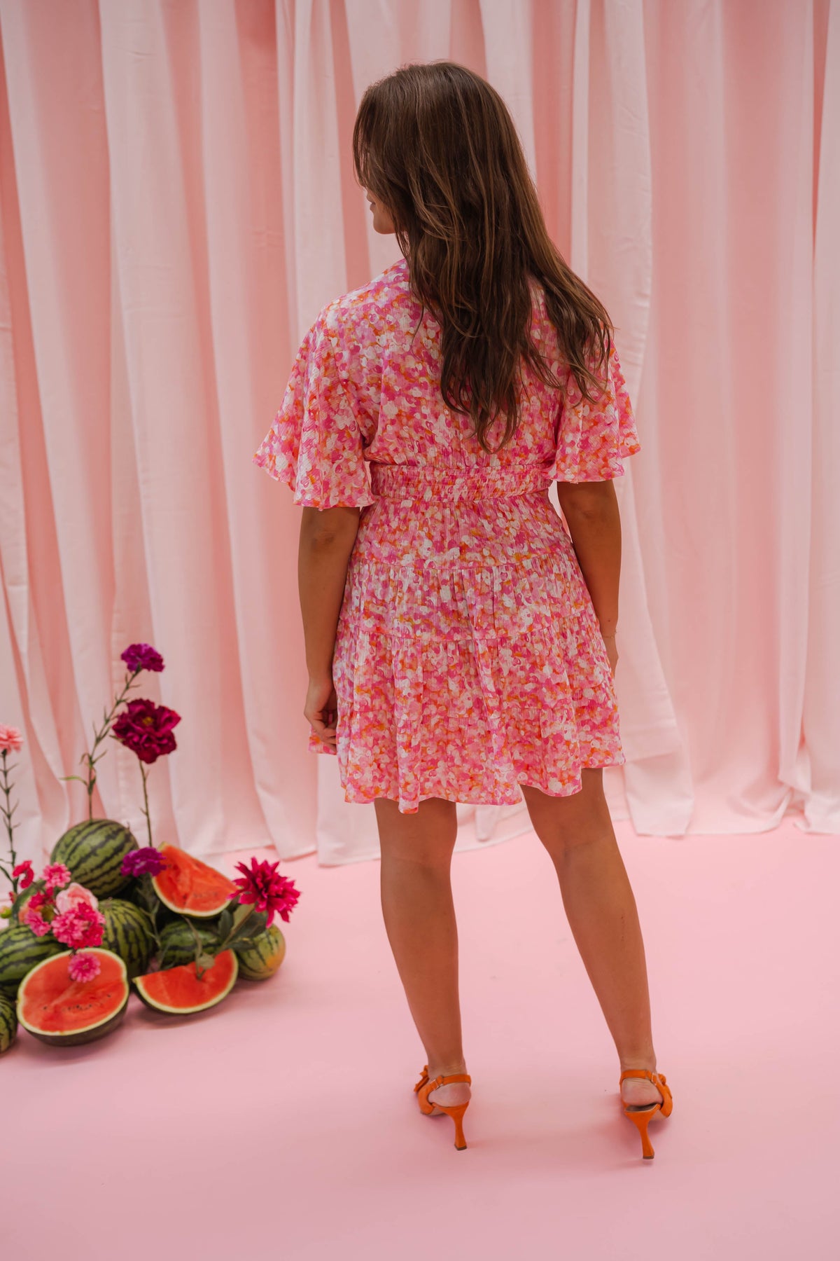 Robe Doly - rose à fleurs