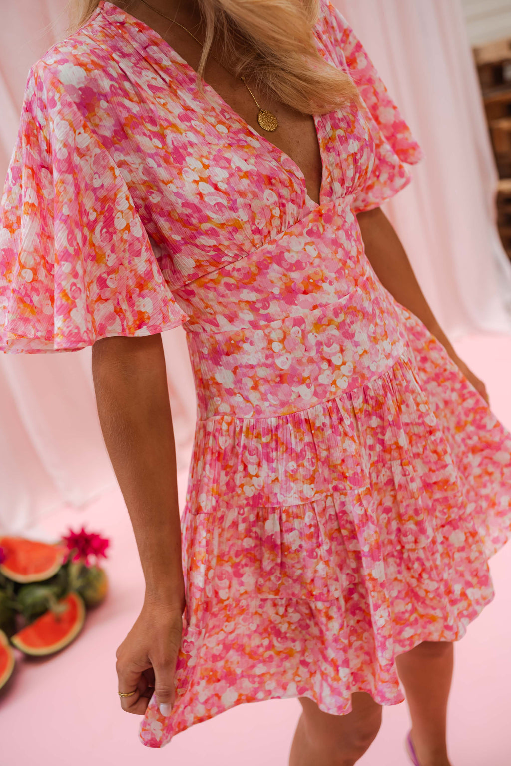 Robe Doly - rose à fleurs