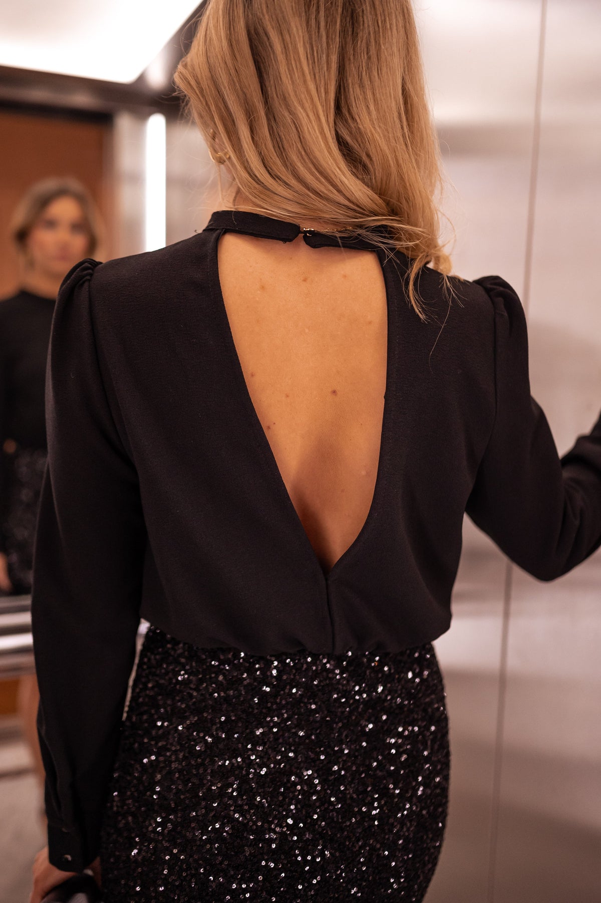 Robe Elodie - noire à paillettes