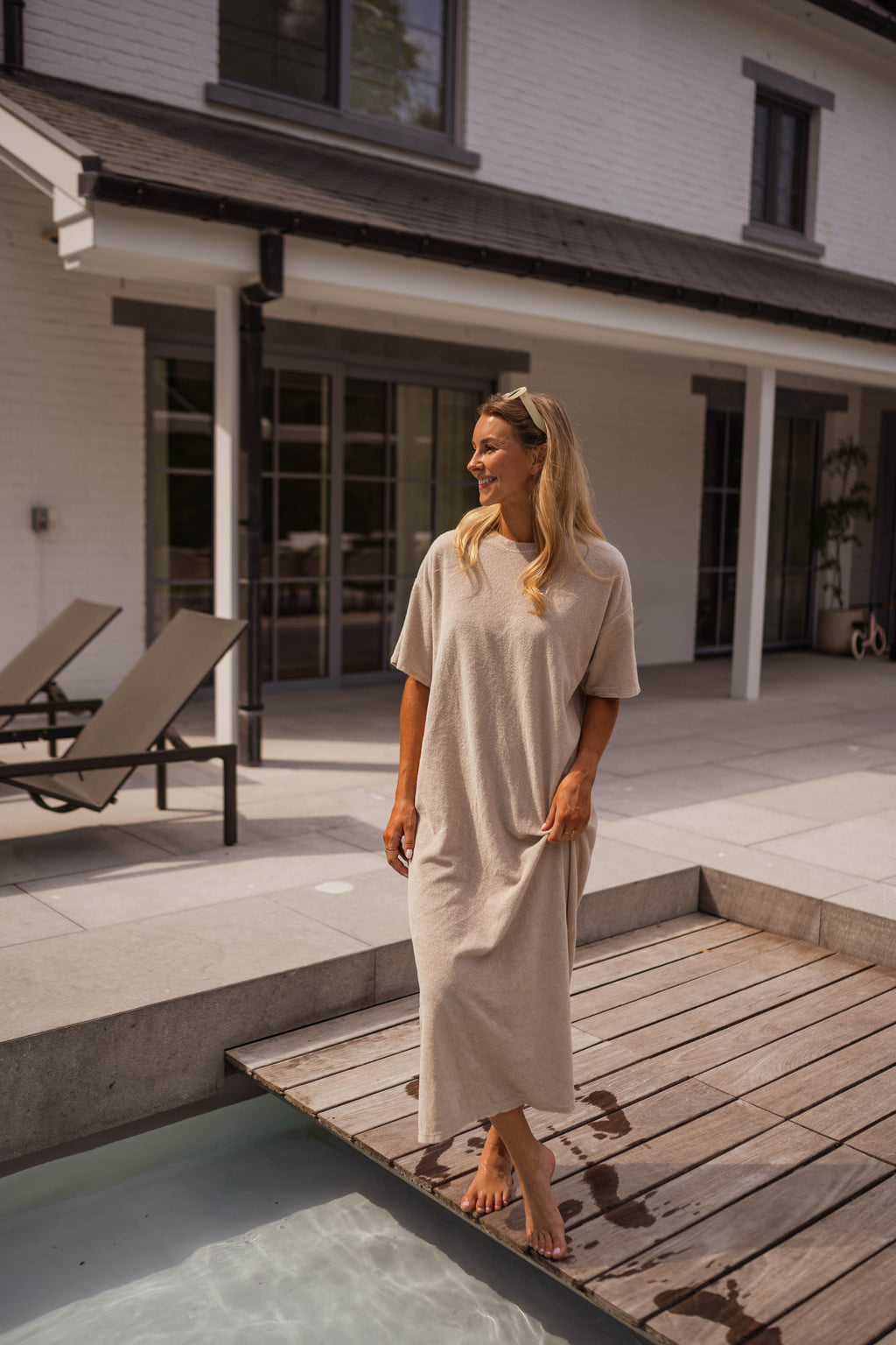 Robe Evina - beige en éponge