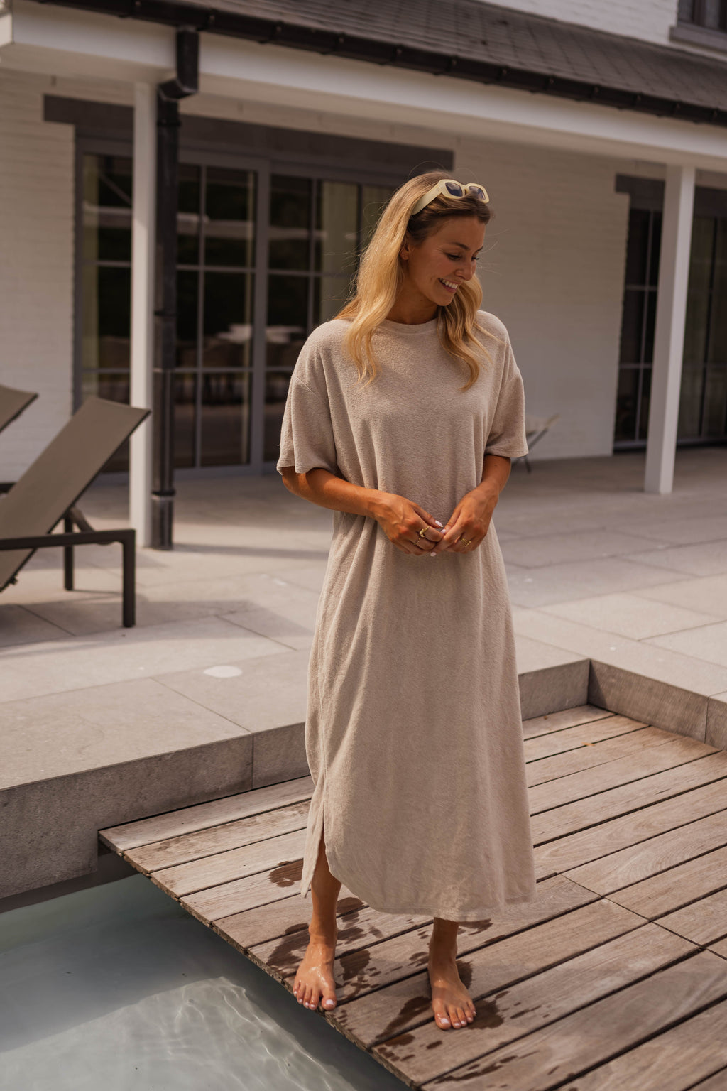 Robe Evina - beige en éponge