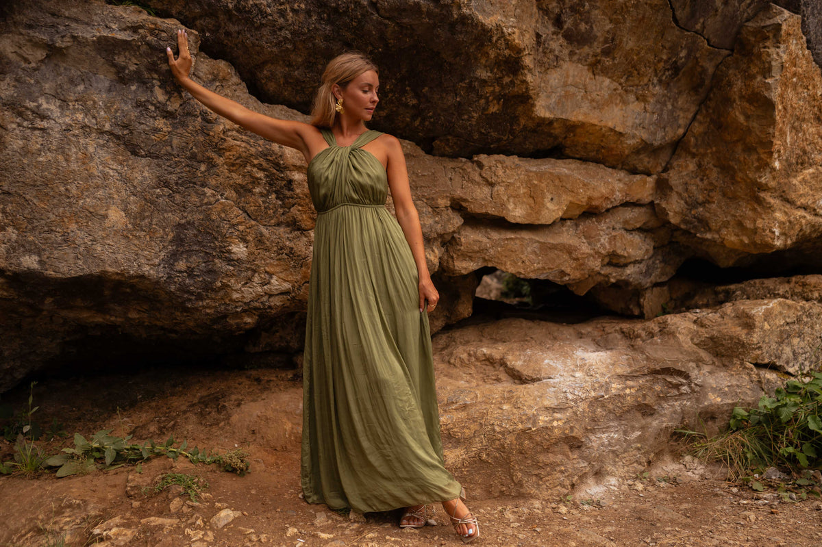 Robe Floria - verte en soie
