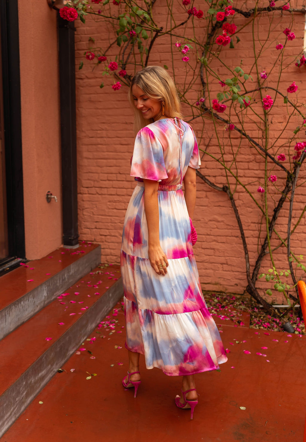 Robe Franka - à motifs bleus et roses