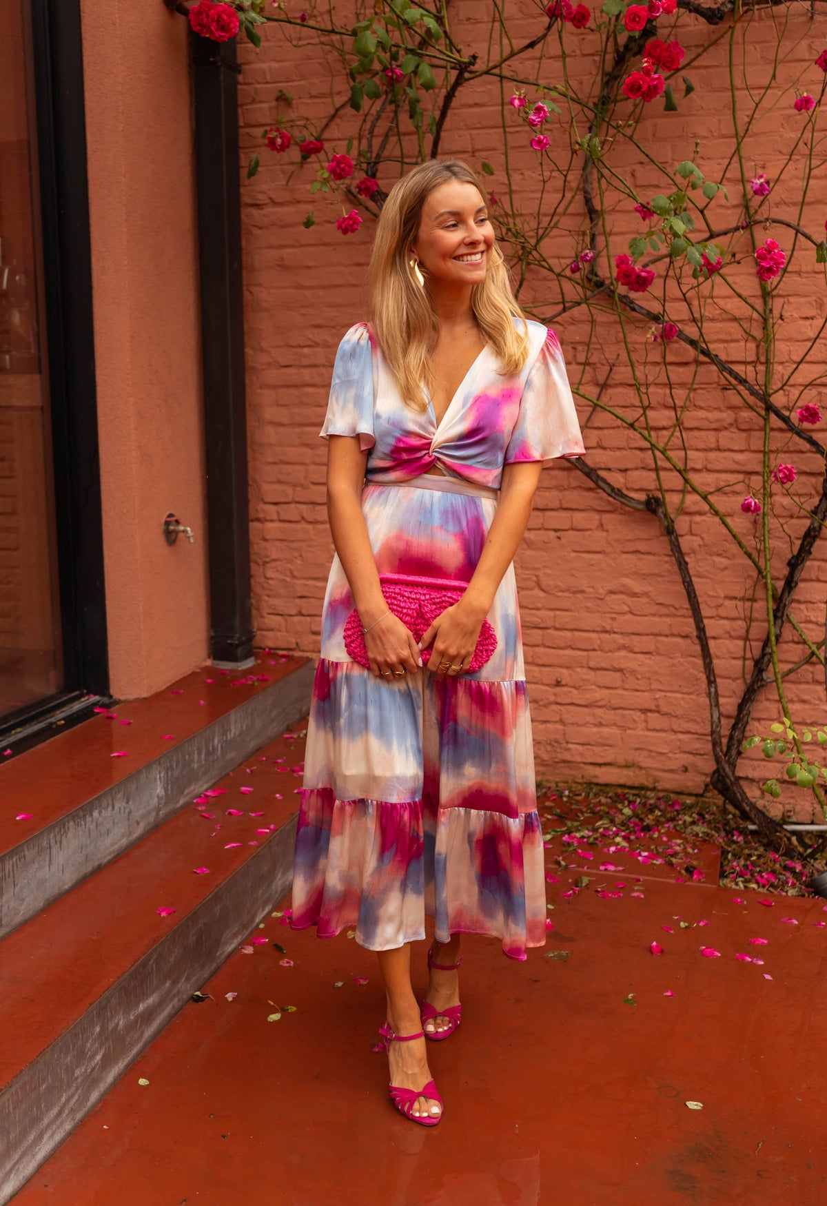 Robe Franka - à motifs bleus et roses