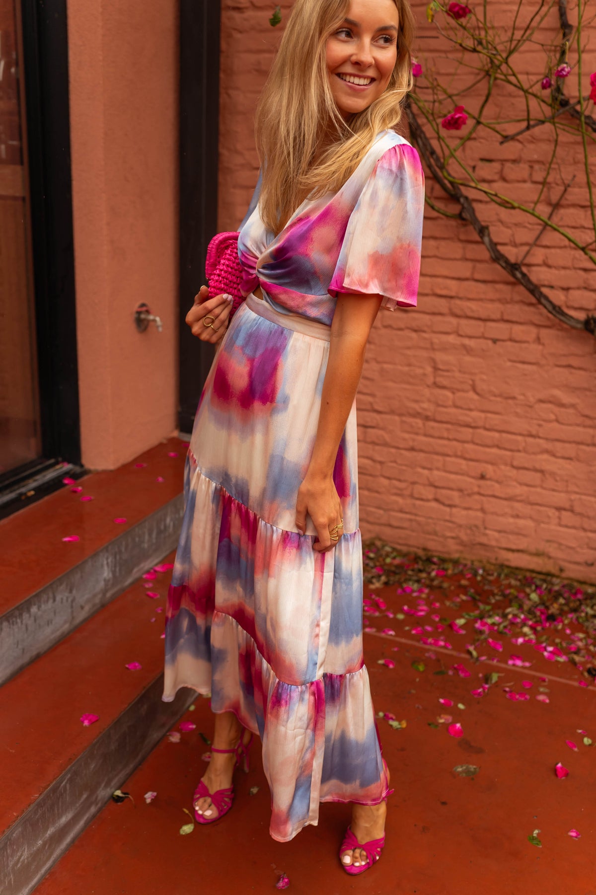 Robe Franka - à motifs bleus et roses