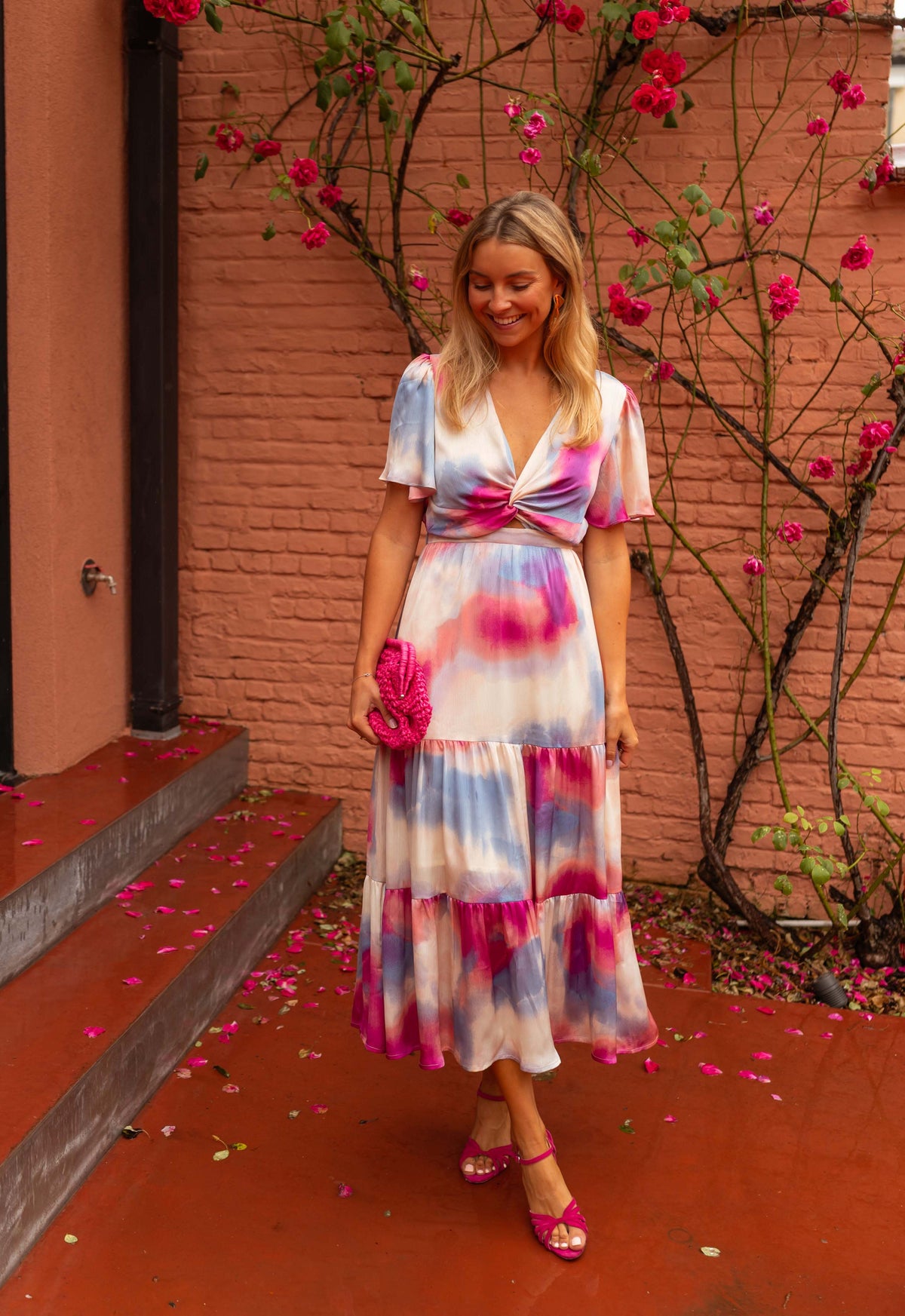 Robe Franka - à motifs bleus et roses