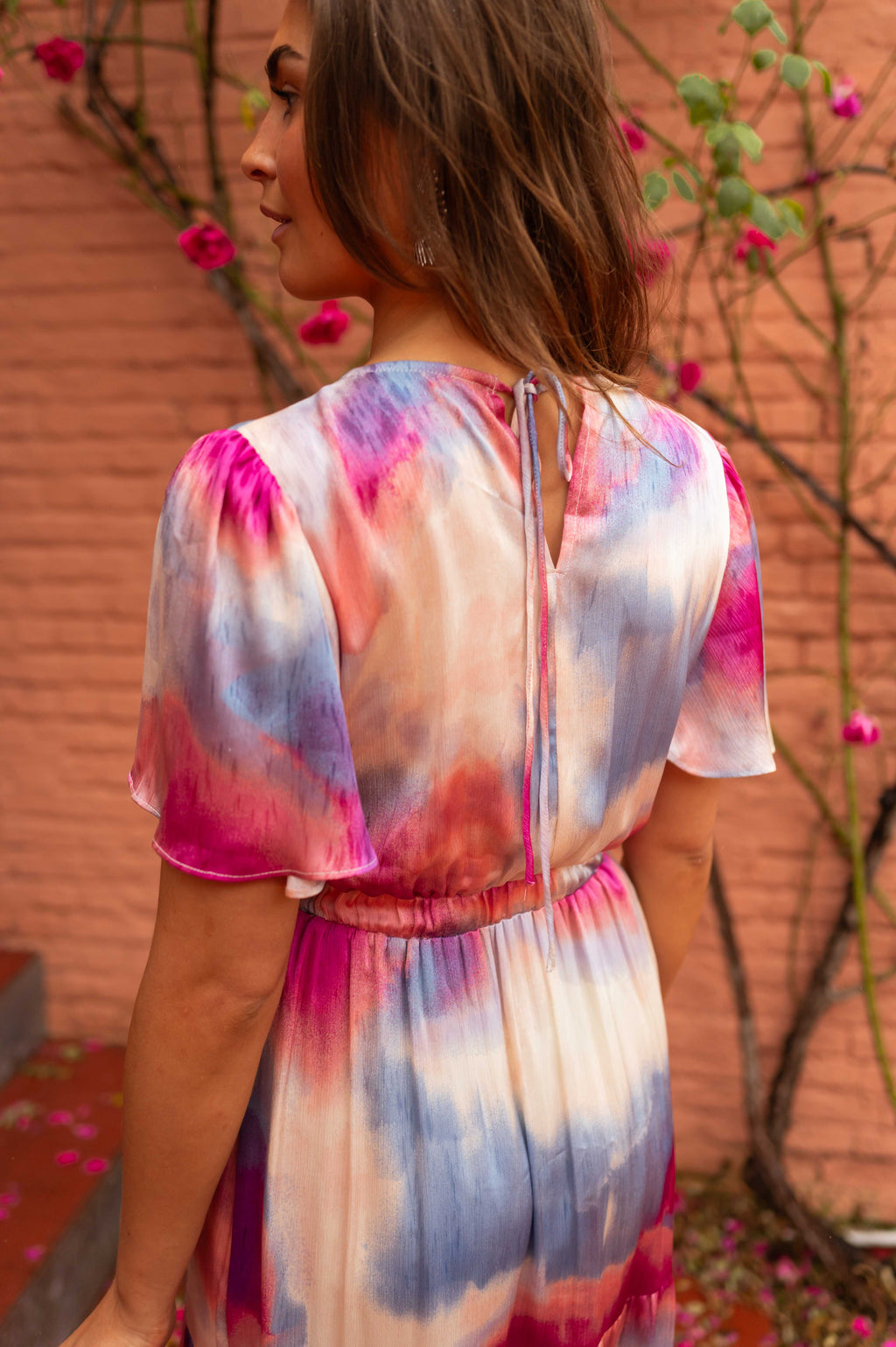 Robe Franka - à motifs bleus et roses