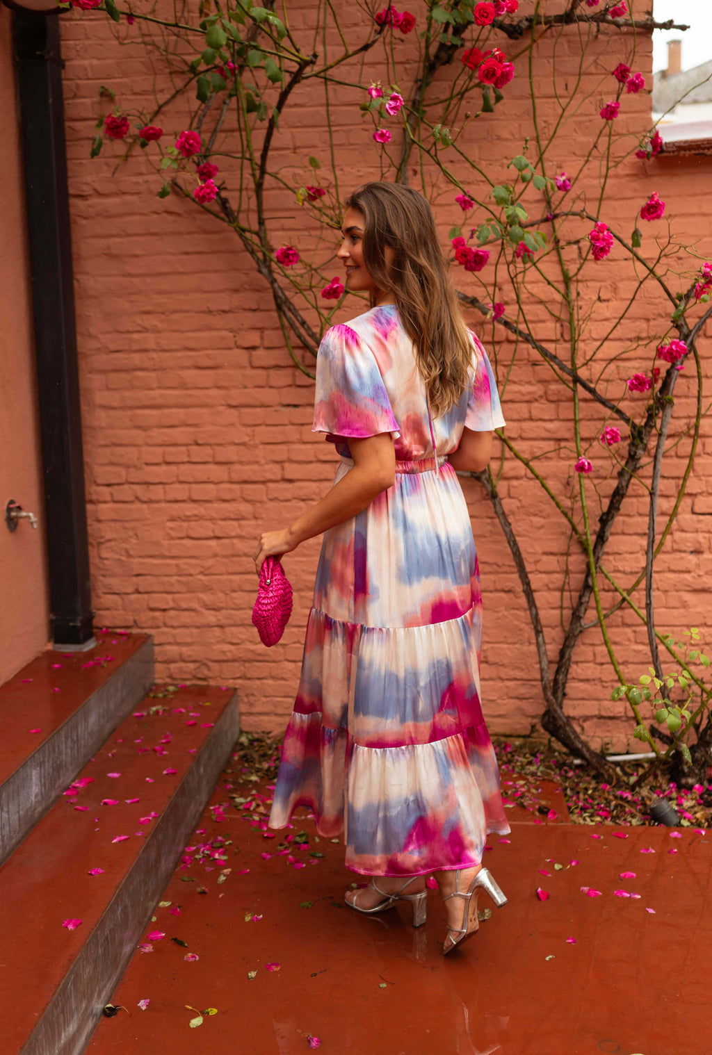 Robe Franka - à motifs bleus et roses