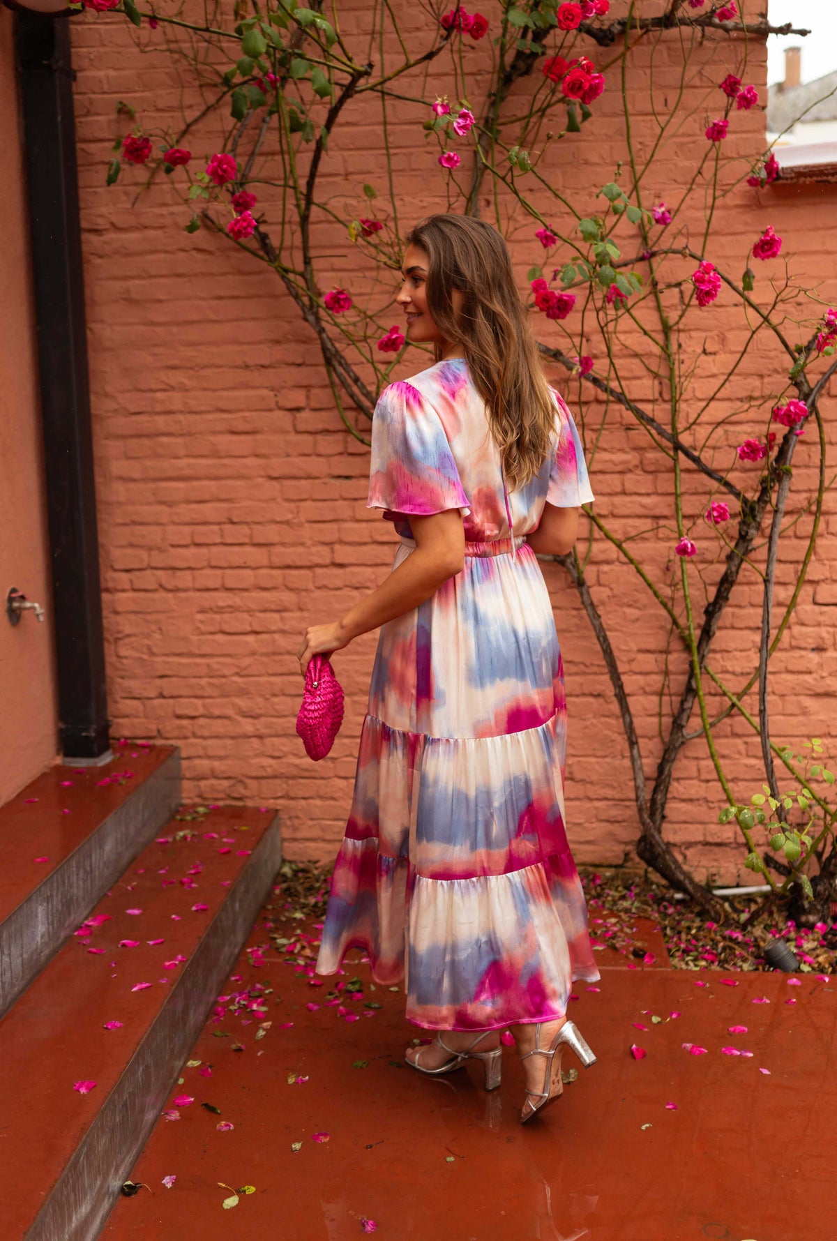 Robe Franka - à motifs bleus et roses
