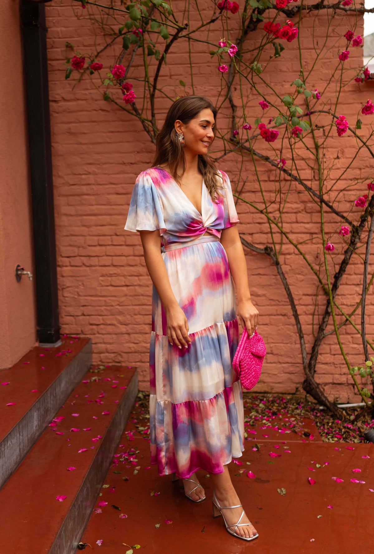 Robe Franka - à motifs bleus et roses