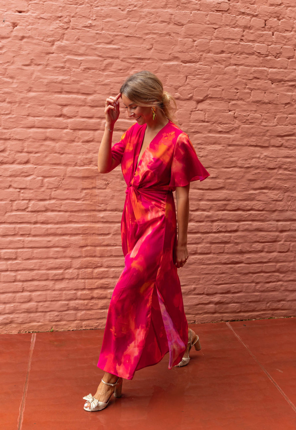 Robe Joanny - rose à motifs