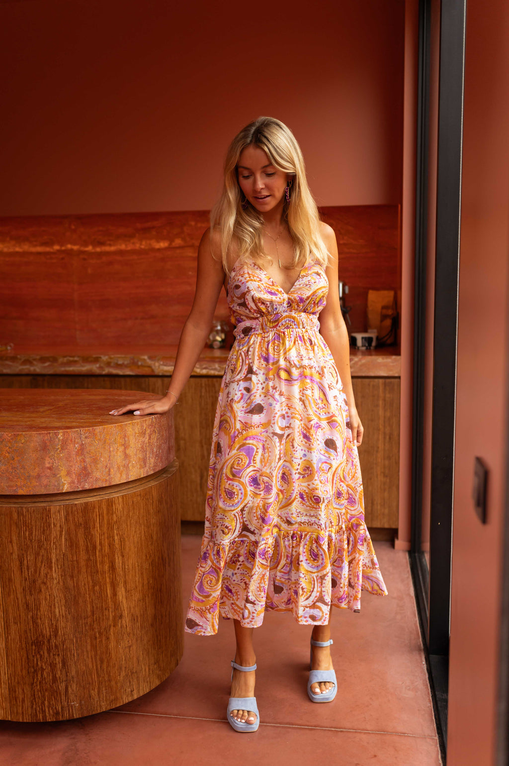 Robe Prima - mauve à motifs