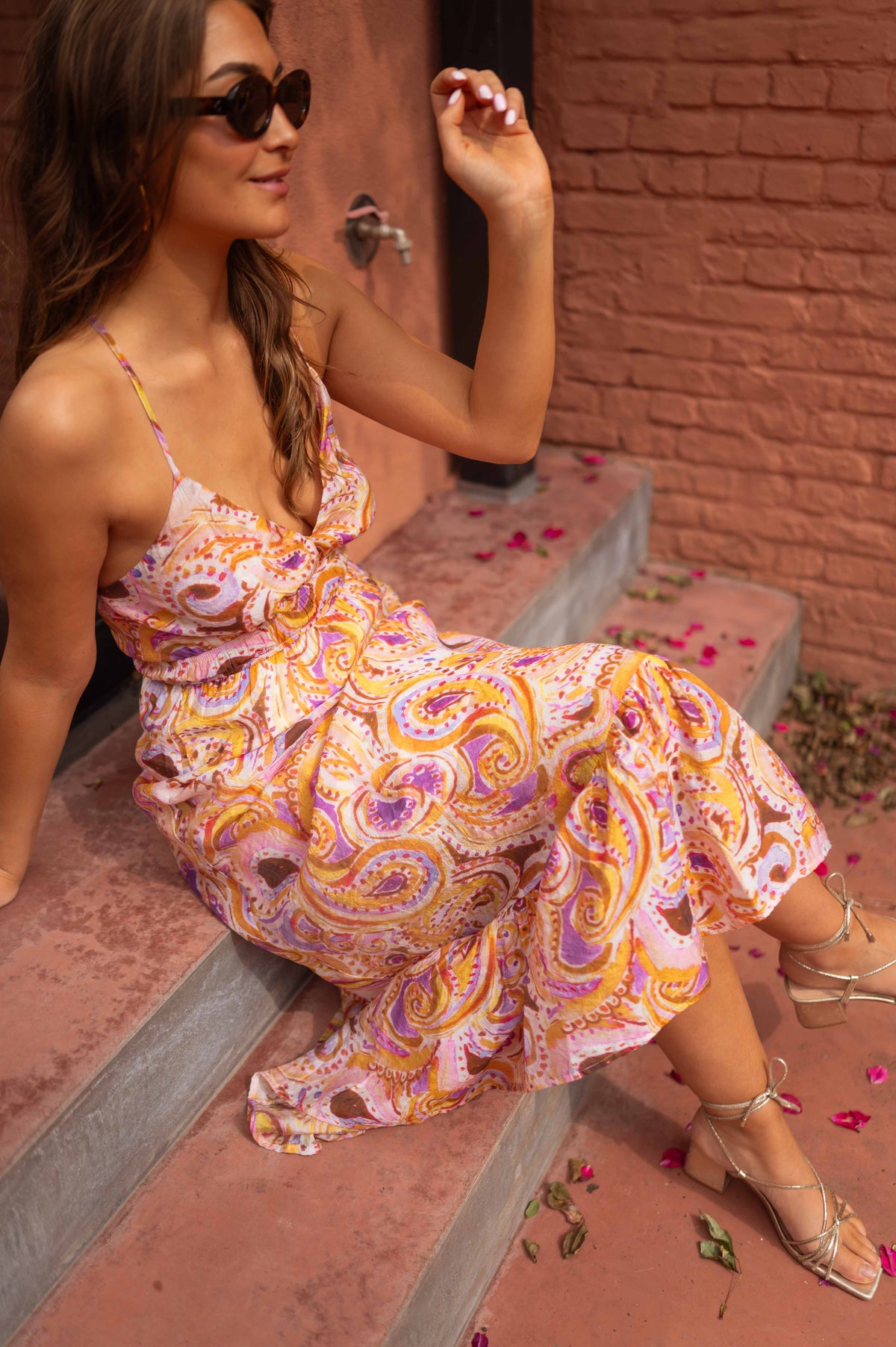 Robe Prima - mauve à motifs