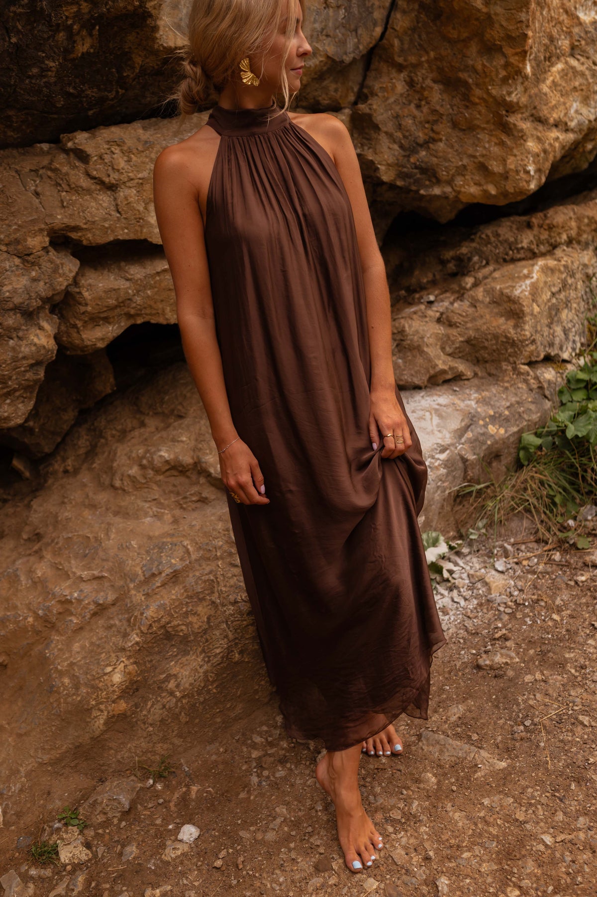 Robe Théa - chocolat en soie