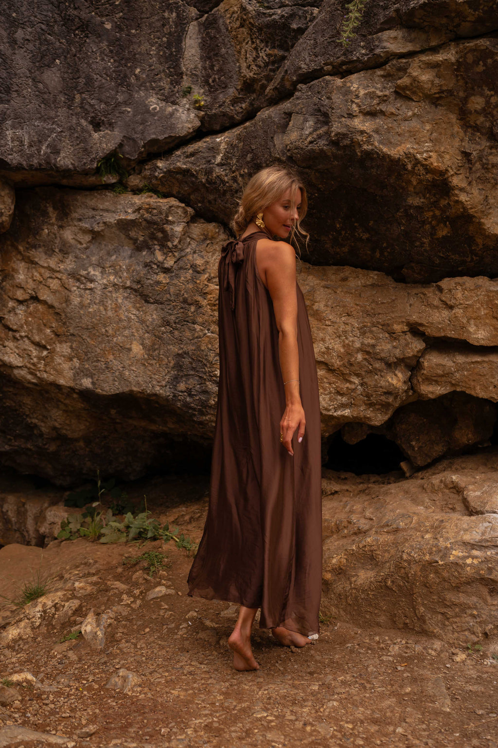 Robe Théa - chocolat en soie