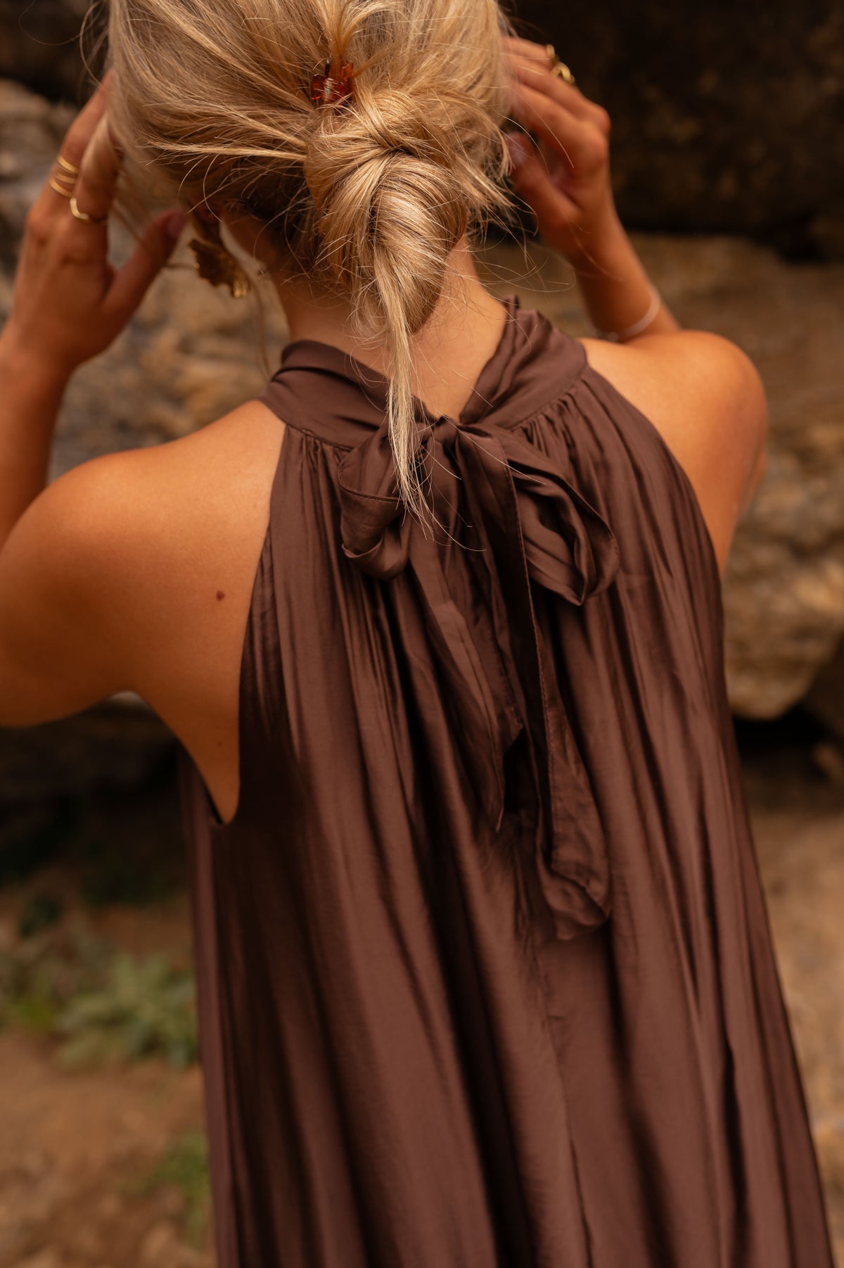 Robe Théa - chocolat en soie