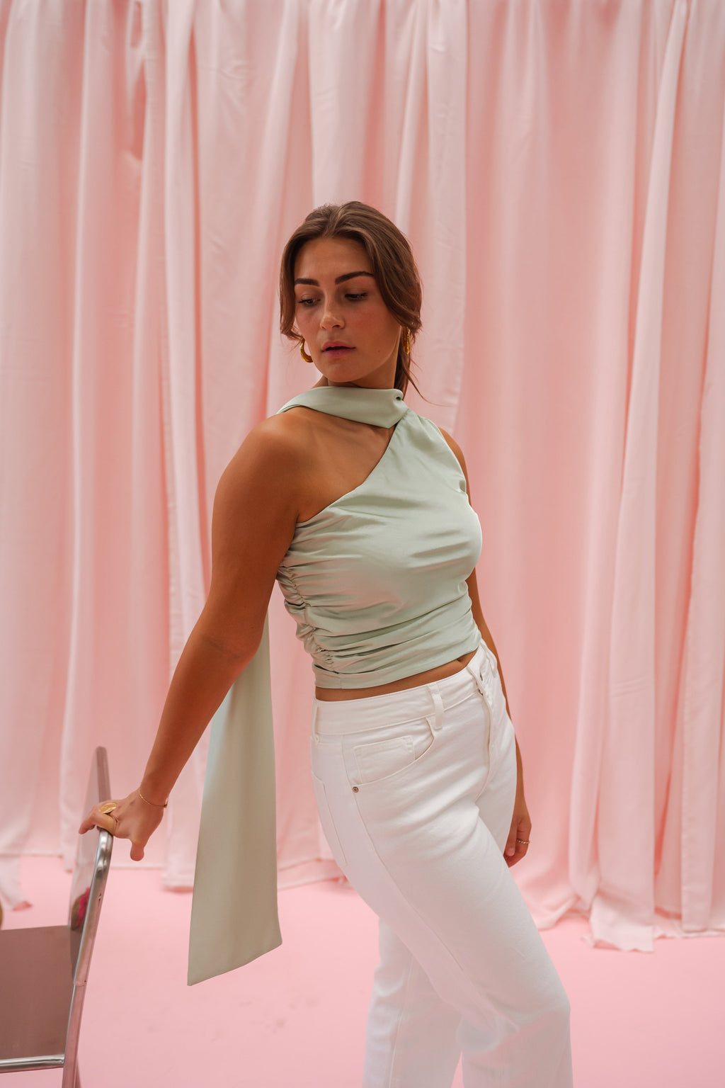 Top Ilga - vert d’eau en satin