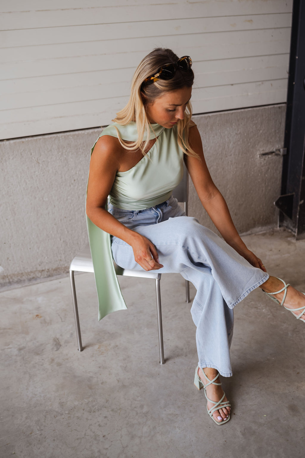 Top Ilga - vert d’eau en satin
