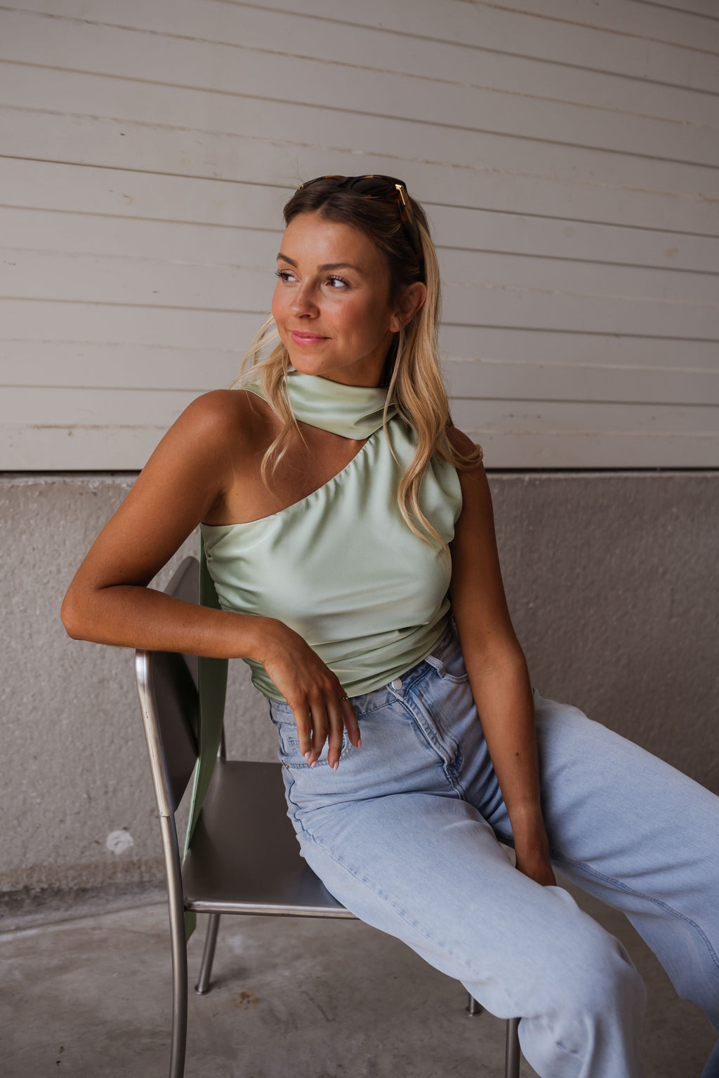Top Ilga - vert d’eau en satin