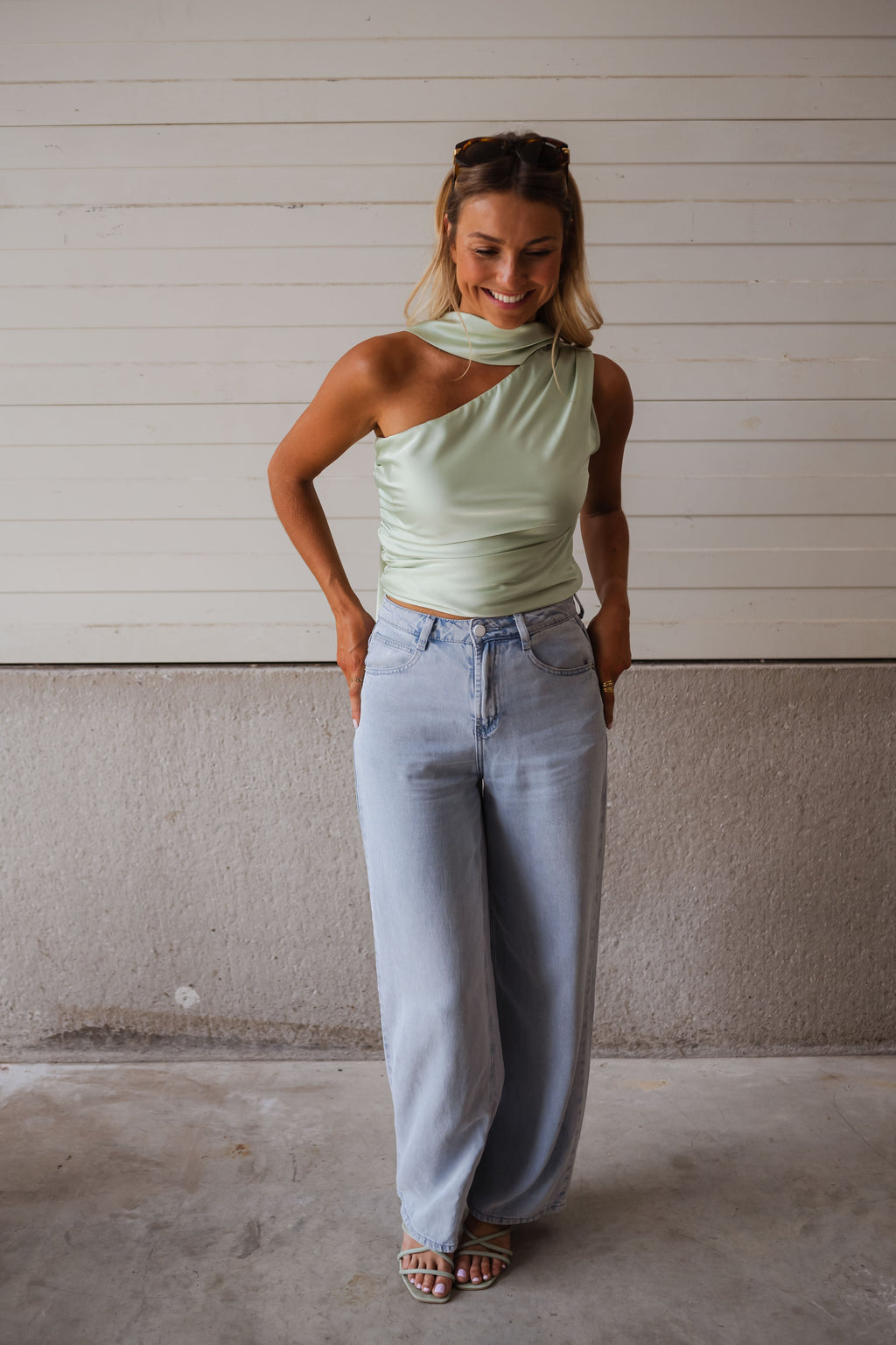 Top Ilga - vert d’eau en satin