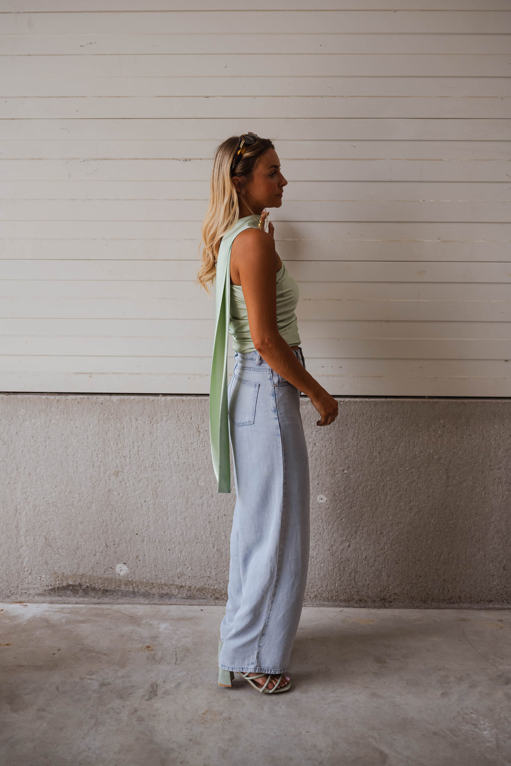 Top Ilga - vert d’eau en satin