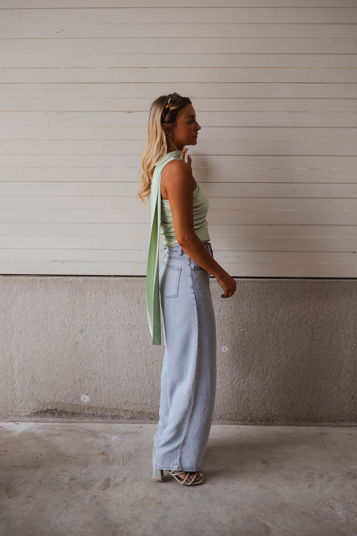 Top Ilga - vert d’eau en satin