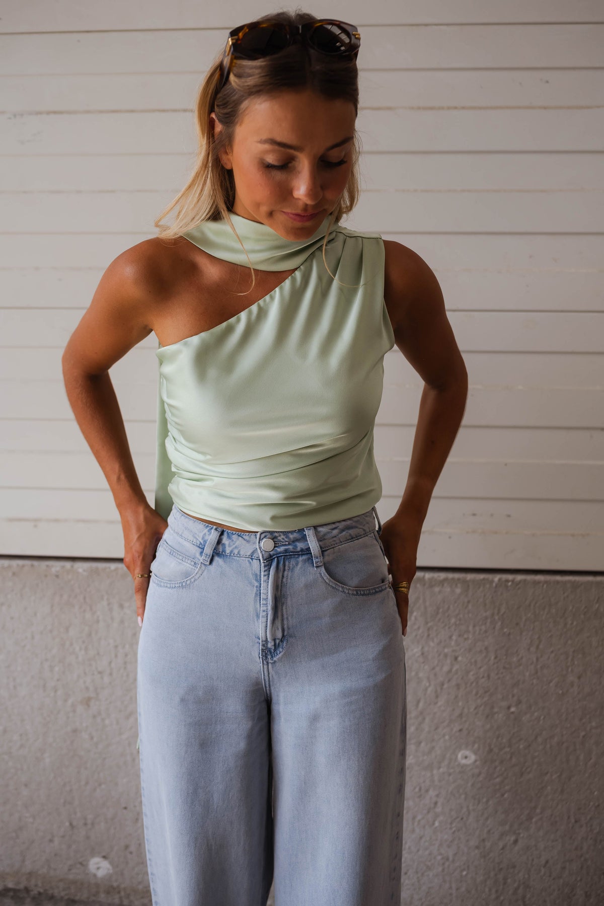 Top Ilga - vert d’eau en satin