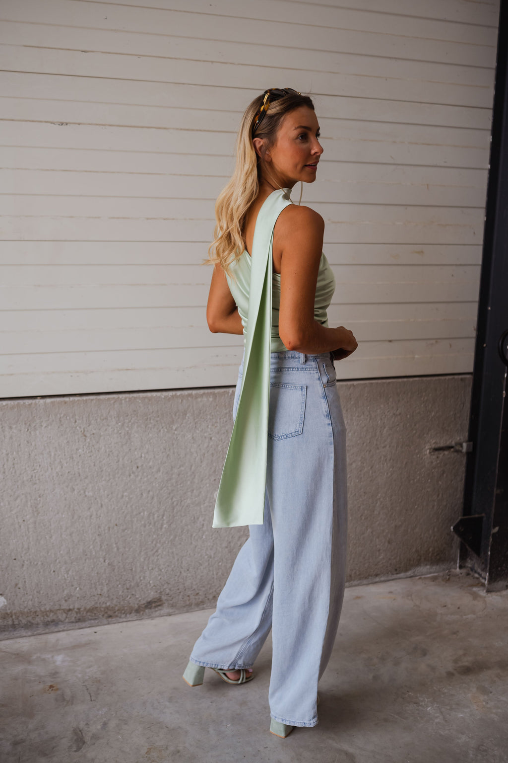 Top Ilga - vert d’eau en satin
