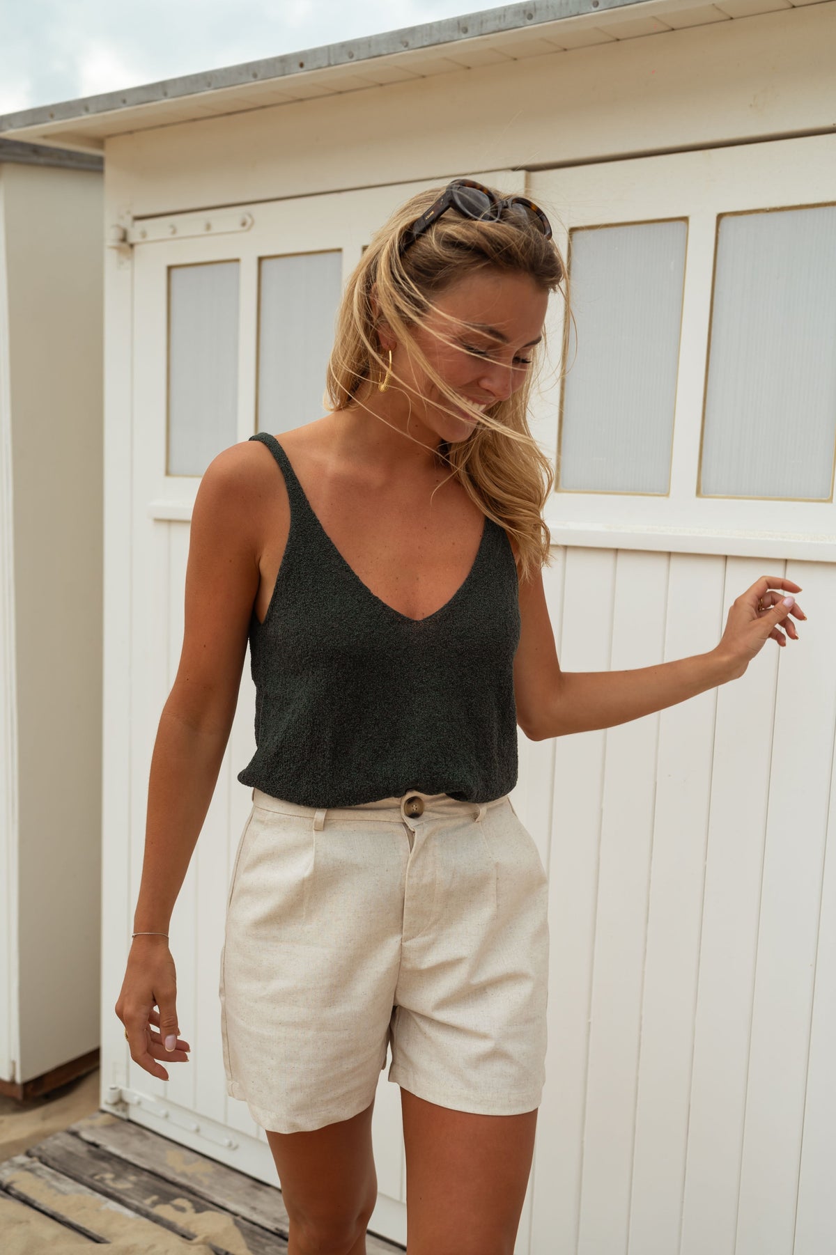 Top Neda - vert foncé