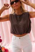 Top Salma - chocolat en gaze de coton